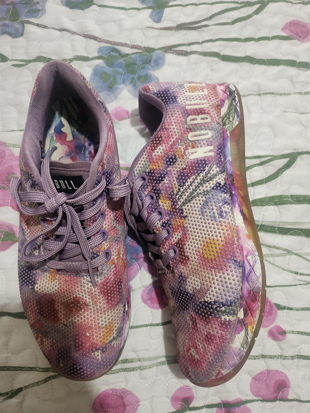 NOBULL Watercolor Lavender Floral Knit Athletic Shoes